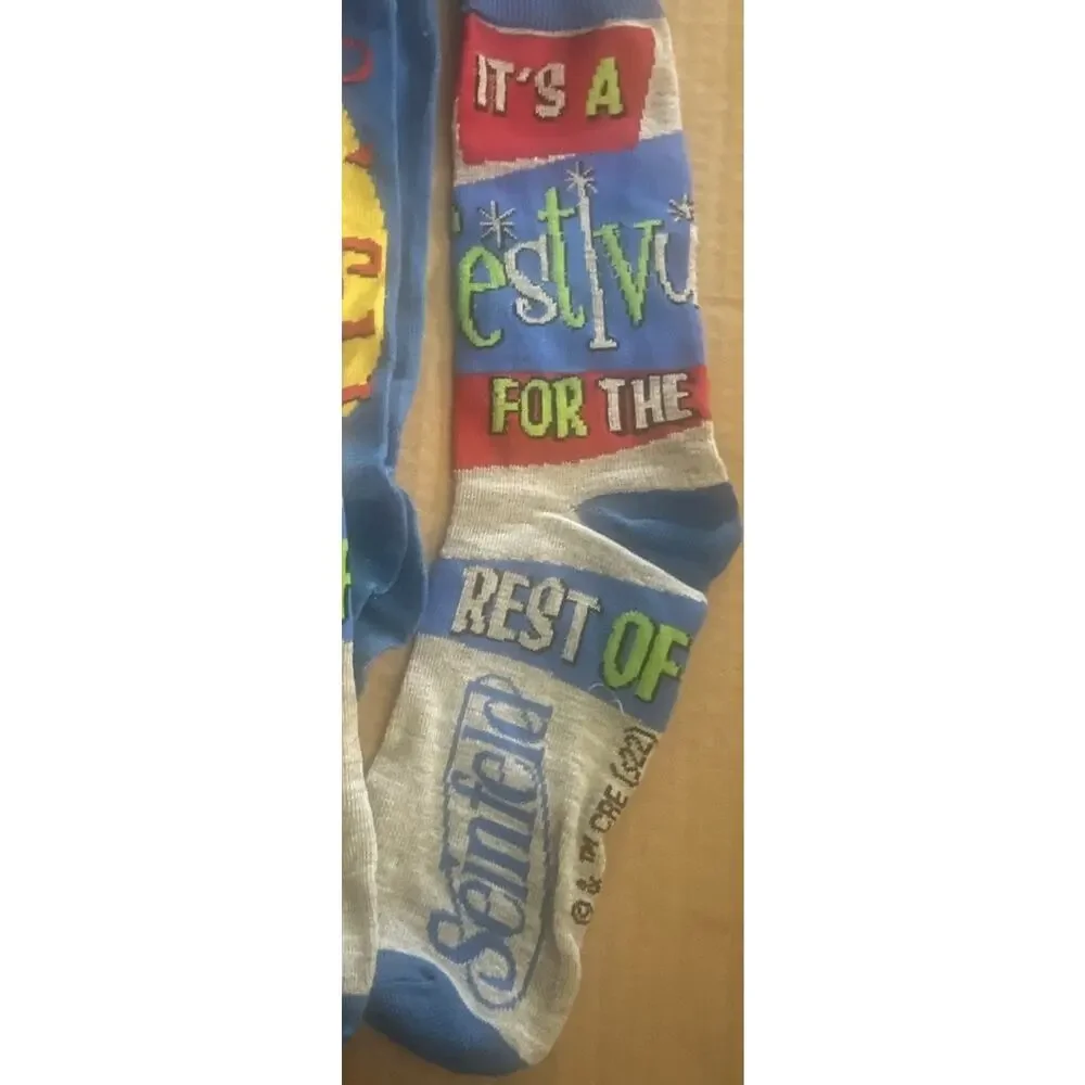 New Seinfeld Festivus 3 Pair Crew Socks. Damaged Box